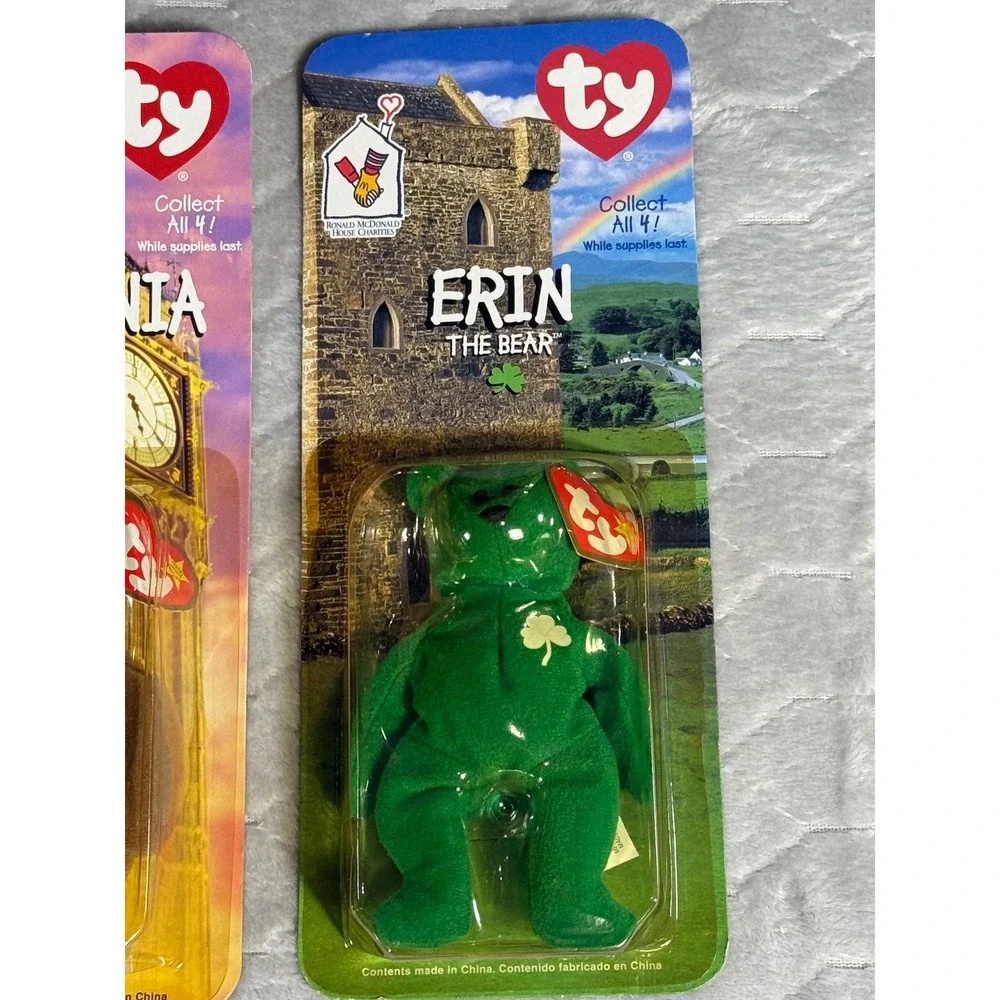 Vintage Ty McDonald's Teenie Beanie Babies Lot Britannia and Erin Bears 1999 NIP